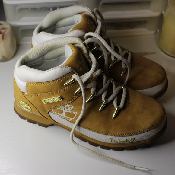 Euro Hiker Boot Timberland 8 Women Tan White READ - Picture 8 of 16